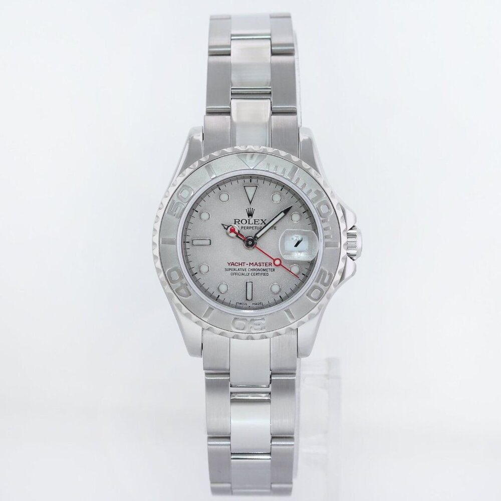 50% OFF! WOMENS ROLEX PLATINUM YACHT MASTER WATCH WITH BOX